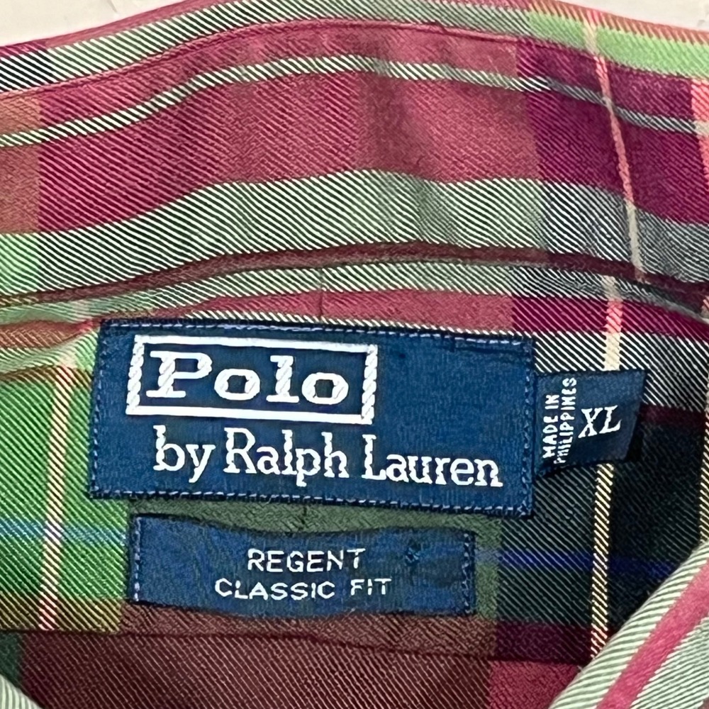 Polo Ralph Lauren Regent‎ Classic Fit Plaid Button Down Shirt Mens XL Green Pink - Picture 4 of 7